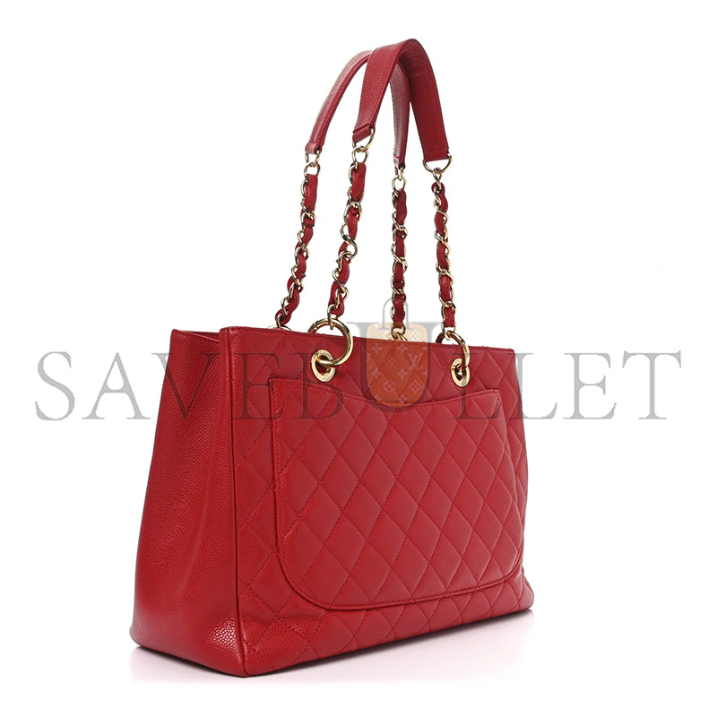 CHANEL CAVIAR QUILTED GRAND SHOPPING TOTE GST RED (34*24*13cm)